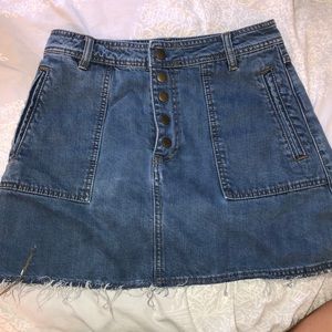 Denim free people skirt with frayed ends